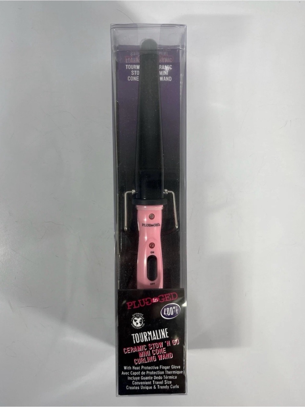 Plugg Pink and Black Mini Cone Curling Wand